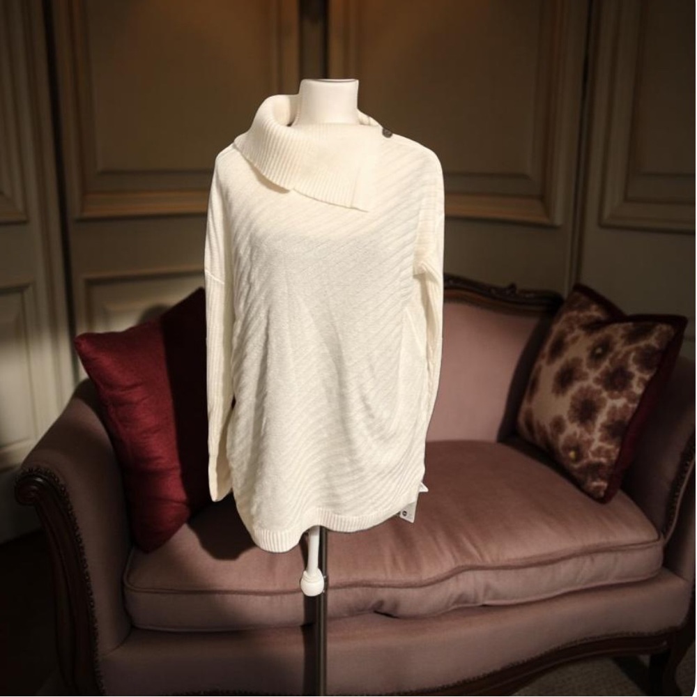 Style & Co Knit Sweater White Cozy Cowl neck Sweater Large NWT